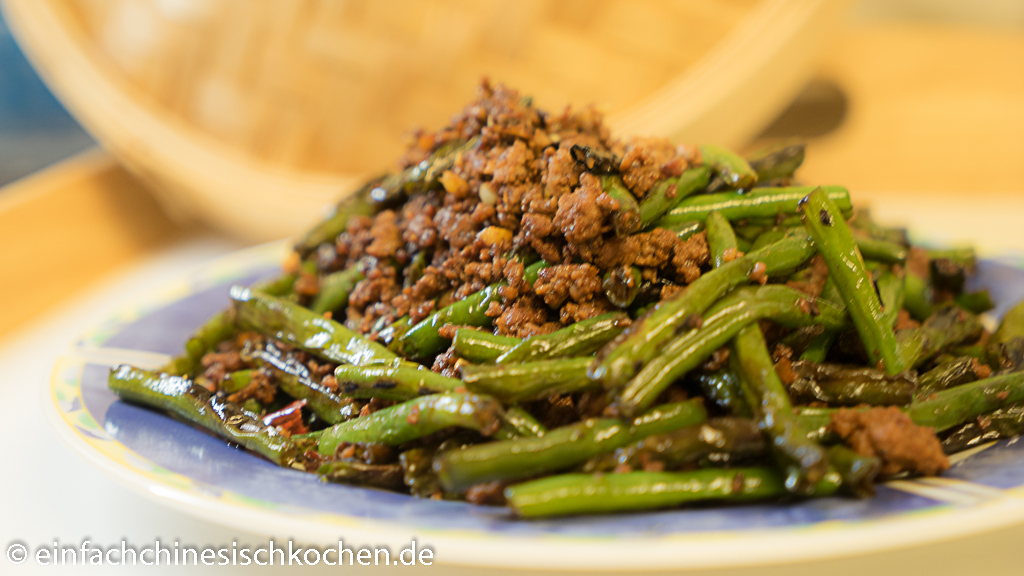 干煸豆角 Chinesische Gebratene Gruene Bohnen Mit Hackfleisch 