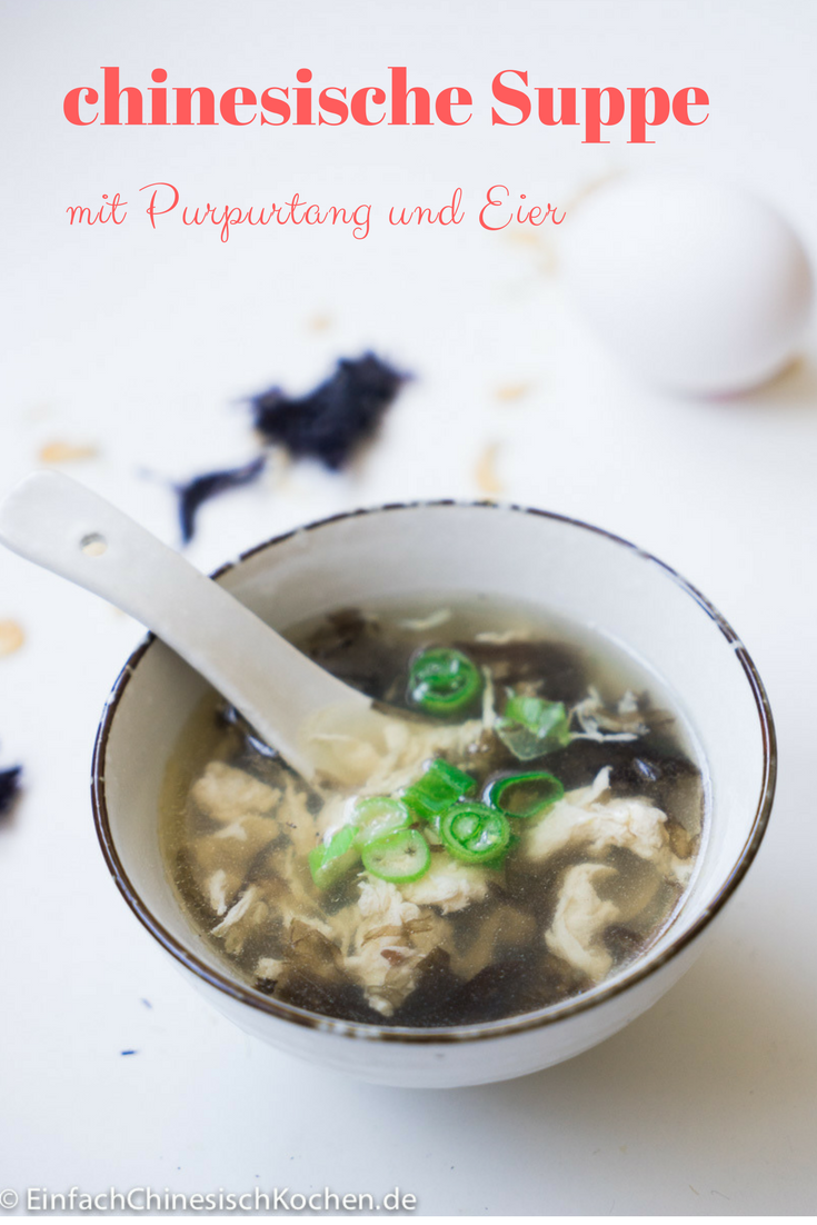 Suppe mit Purpurtang und Eier